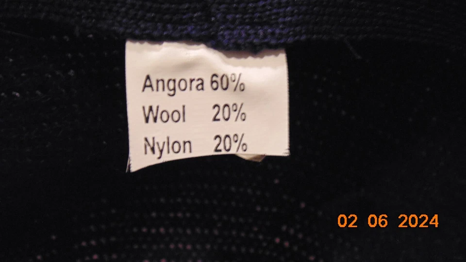 Vtg. Ladies Angora Wool Nylon Blend Blue Bucket Hat -One Size -Made in Korea - Image 4 of 4