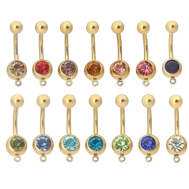 Barras para el vientre del ombligo 14G ~ 1,6 mm barras de botón piercing corporal gancho para joyería hágalo usted mismo 50 un. Foto 3 de 4