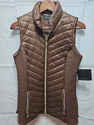 New Marc New York Women's Brown Quilted Sleeveless Vest Small Chestnut 