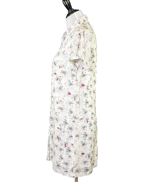 Vestido recto BEN SHERMAN 100 % algodón forrado estampado de lirios botón delantero MED Foto 3 de 4