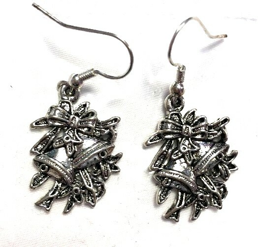 Christmas Earrings 3 Pairs of Handmade Festive Silver Plated with J Hook Backs