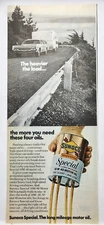 1972 Sunoco Motor Oil Improved Special Long Mileage Vintage Color Print Ad