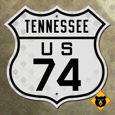 Tennessee US Route 74 highway road sign 1926 Chattanooga Cherokee Forest 16x16