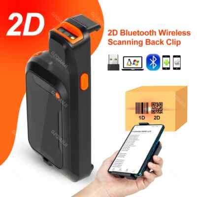 Wireless Barcode Scanner Mini Bluetooth Back Clip 2D Phone Barcode Reader