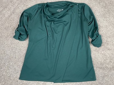 Betabrand Shirt Womens XL Cowl Neck Cross Front Roll Tab Oversized Nursing Flowy