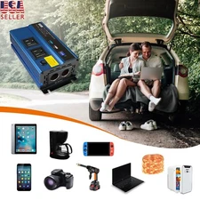 Sojoy Pure Sine Wave Power Inverter 600W DC 12V to AC 110V with Dual AC Outlet