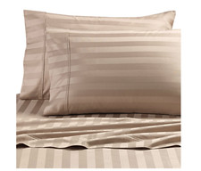 Cannon 4 Piece 100 Cotton 300 T-C Damask Stripe Flexi-Fit Soft Queen Sheet Set
