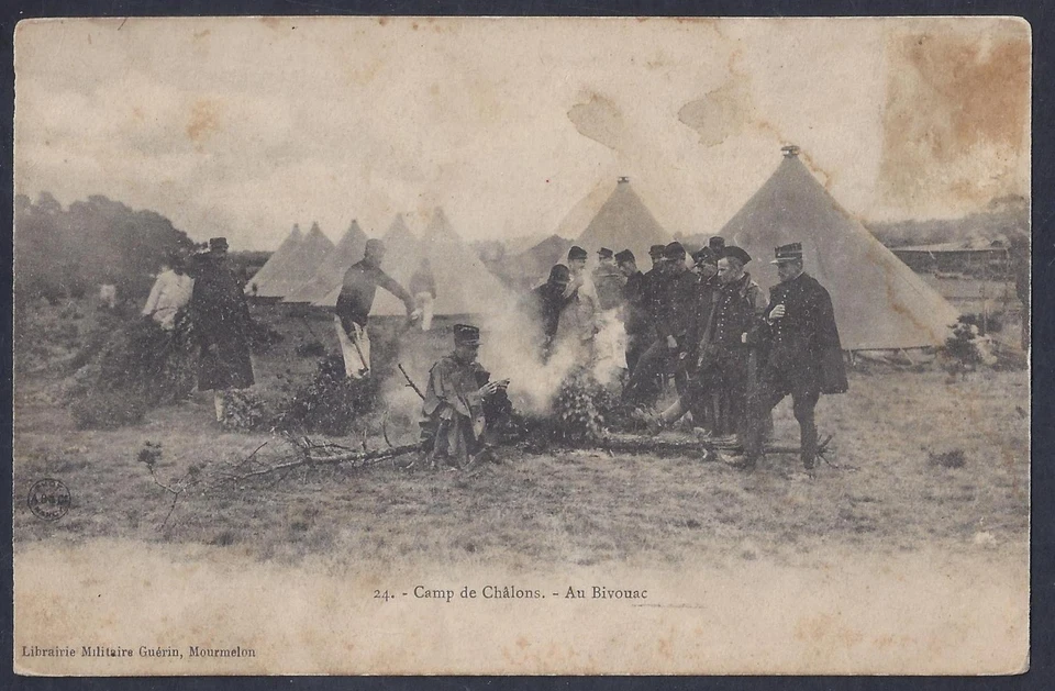 FRANCE 1905 GUTTER PAIR POSTAGE DUE WITH T IN TRIANGLE ON POST CARD VIEW OF CAMP - Image 2 of 2
