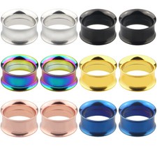 1 Pair Double Flared Stainless Steel Ear Flesh Tunnels Ear Plug Stretchers