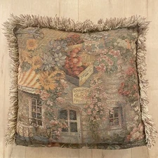 Vintage French Country Flower Shop Pillow Zip Close Removable 16" X 17”