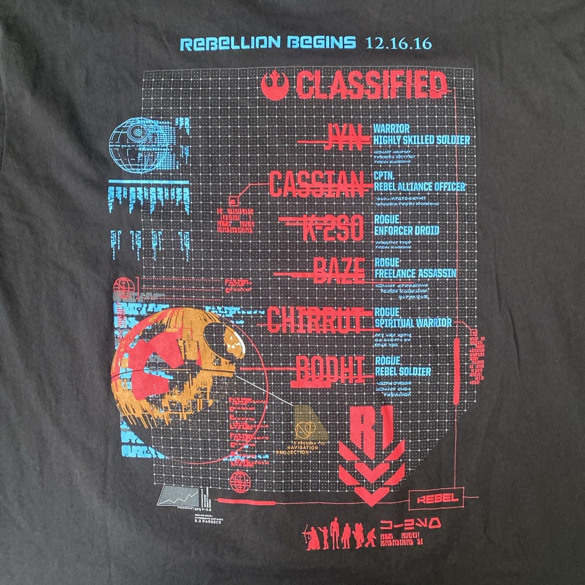 T-shirt Star Wars Rogue One Rebellion Begins - Photo Shirt Promo - Taille XL Noir - Homme - Occasion Très Bon État