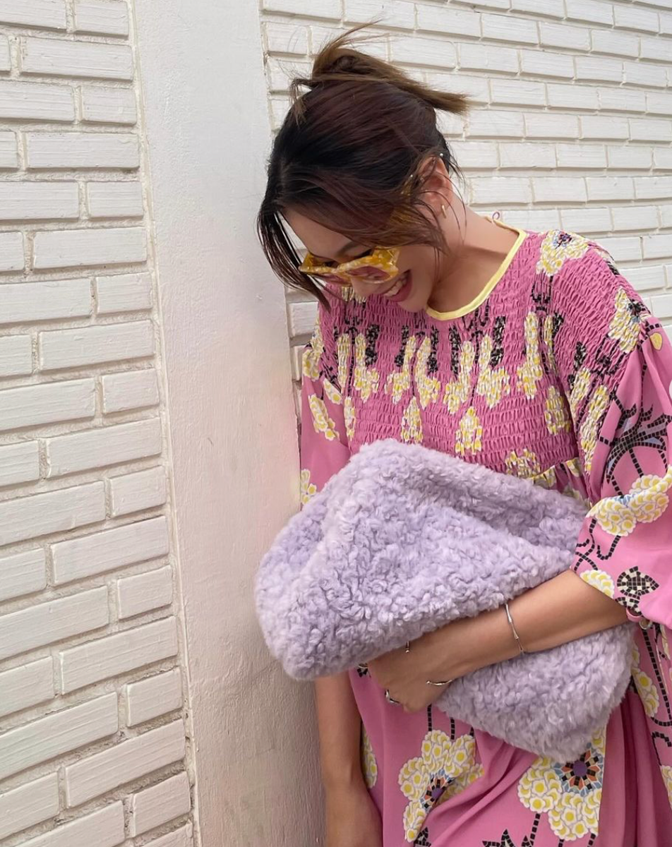 COS Oversized FRAMED TEDDY FLEECE CLUTCH Fluffy FAUX SHEARLING FUR