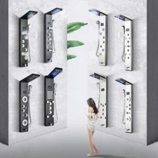 Stainless Steel LED Shower Panel Tower Massage Body Jets System Rain&Waterfall