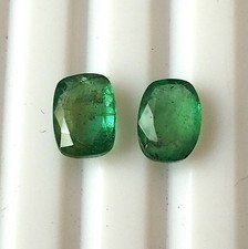 Emerald Couple Pair Cushion Cut 7X5 mm Natural Faceted Zambian Gemstone 1.85 CTS