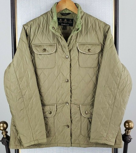 BARBOUR Size 14 XL Womens Utility Flyweight Light Olive Nylon Snap Field Jacket - Picture 2 of 12