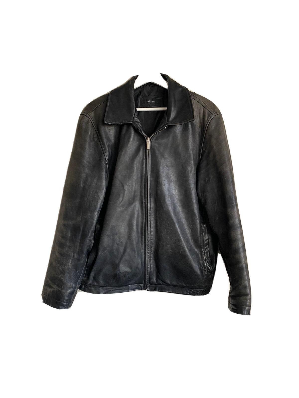 Alfani Black Leather Jacket Men's Size 