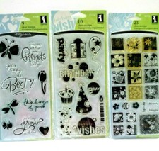 Lot of 3 Clear Stamp Sets Inkadinkado Flower Garden Birthday Fun Expressions NIP