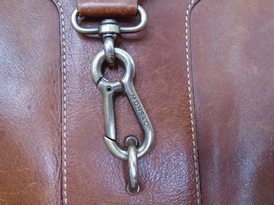 Bolso de hombro Monsac de cuero marrón liso clásico vintage Hobo Satchel Foto 3 de 4