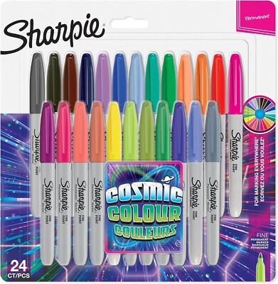 Sharpie  Cosmic Permanent Markers Fine Pt 24 Assorted Colors New In Pack 2033672