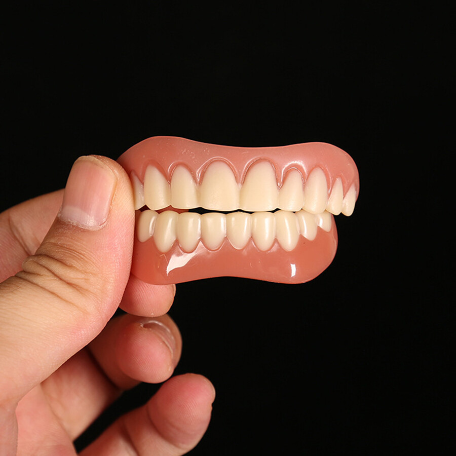 2Pcs Silicone Teeth Top + Bottom Veneers False Teeth Smile Cosmetic