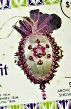 Vintage Walco Purple White FANCY FLORAL EASTER EGG Bead Sequin Ornament Kit