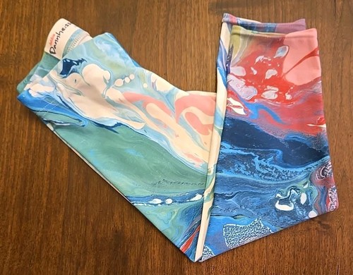 Debbie Dannheisser Leggings~Fine art Threads S XS blue/ green & white Swirl USA - Picture 11 of 11