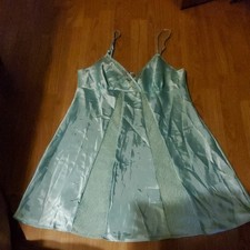 Morgan Taylor Intimates mint green Satin Slip Dress Lace Detail Size M