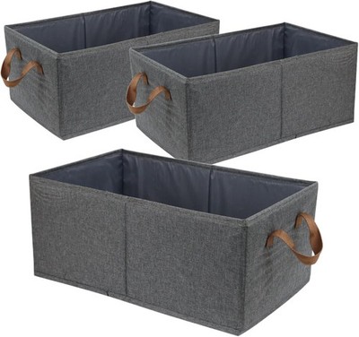Pack of 3 Large Capacity Storage Bins Closet Organizer System, Sturdy Foldabl...