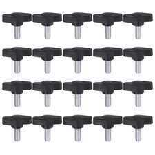 20pcs M6 x 14mm Male Thread Tee Wing Knobs Thumb Screw Clamping Knobs Grip Black