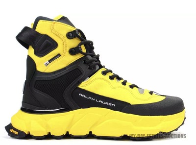 Mens Polo Ralph Lauren RLX Trail Hiker Waterproof Sneaker Boot Black Yellow Sz 8