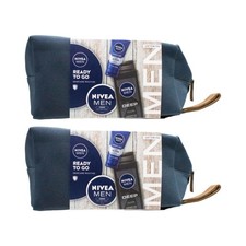 2PK 3PK Nivea Mens Ready To Go Skincare Gift Bag Shower Gel Face Scrub