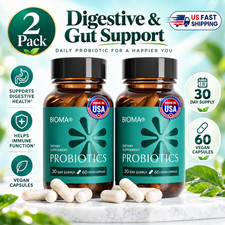 2 Pack BIOMA Probiotics Digestive Health Gut Support 60 Caps Each
