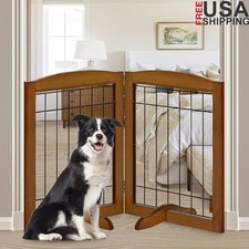 Freestanding Adjustable Wooden Dog Gate Foldable Pet Barrier Indoor Use