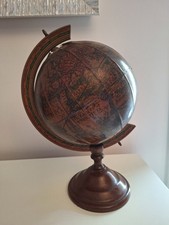 VINTAGE anni 70 - Mappamondo da scrivania in legno, cartografia del 600