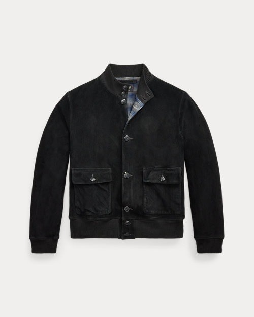 New Mens RRL Ralph Lauren Suede Leather Bomber Jacket Vintage