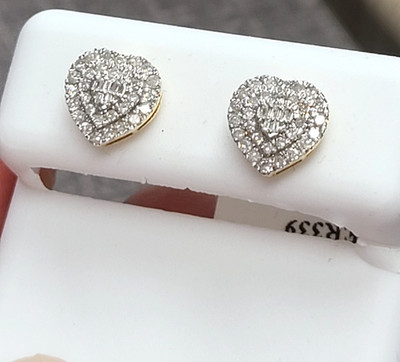 Deal! 0,50 KTW NATÜRLICHE ECHTE DIAMANTEN HERZ OHRSTECKER 10K GOLD 8MM
