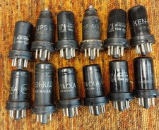 Vintage Lot Of 12 Electron Tubes Mixed Brands Untested