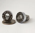 Motorcycle License Plate Bolts Skull Live to Ride, Set 2 Harley Biker Screws