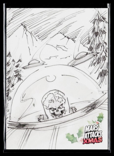 2026 Topps Mars Attacks Christmas #1 Alien Sketch 1/1 by DMN