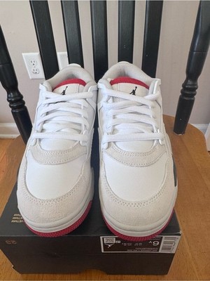 Jordan AJ 4 RM Kids White and Red Low-Top Sneakers size 6Y NIB