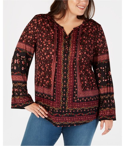 Style & Co. Womens Floral Pullover Blouse, Purple, Plus Size, 0X