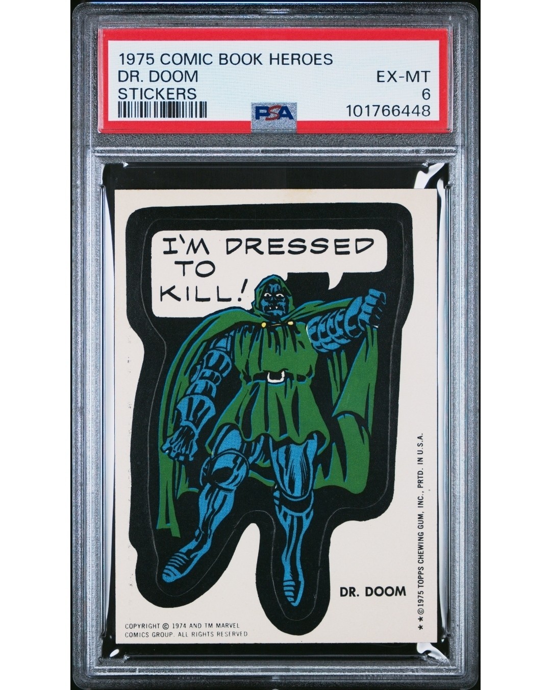 1975 Topps Marvel Dr. Doom RC Rookie Comic Book Heroes Stickers PSA 6 🔥 Low Pop