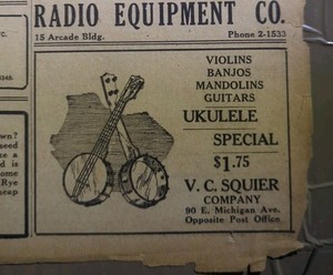 APR 30, 1929 NEWSPAPER PAGE #2494- V.C. SQUIRE COMPANY, BANJOS, UKELELE SPECIAL 