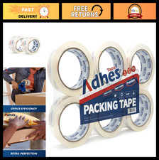 Heavy Duty Clear Packing Tape - 6 Rolls, 1.88" x 55 Yards, Strong Shipping Mai
