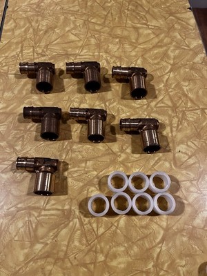 Uponor 4386375 ProPEX 5/8  × 3/4  Copper Sweat 90° Elbows + Rings Lot of 7