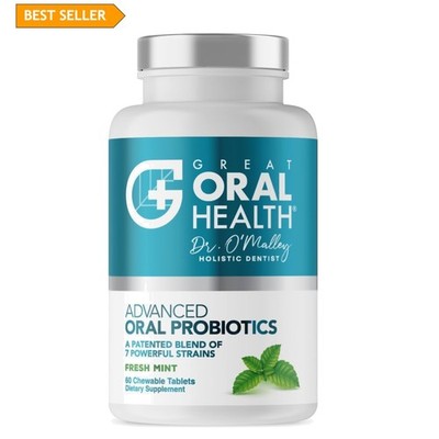 Advanced  Oral Probiotics for Bad Breath & Gum Health - 60 Chewable Mint Tablets