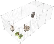 HOMIDEC Pet Playpen,Small Animals Cage DIY Wire Yard Fence with Door White 