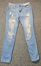 Zili light blue ripped/fringed denim jeans women size 27