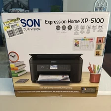 New Sealed Epson Expression Home XP-5100 Wireless All-In-One Printer - Black