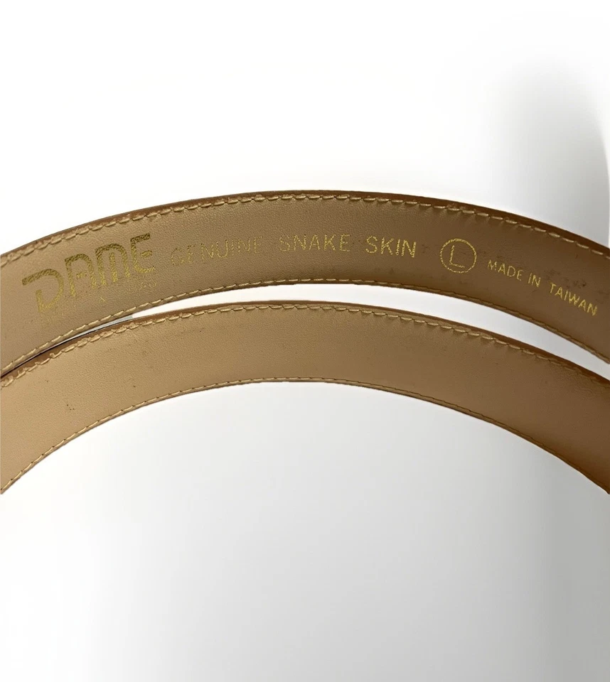 "Cinturón de piel de serpiente vintage DAME Geniune unisex 38""" Foto 2 de 4